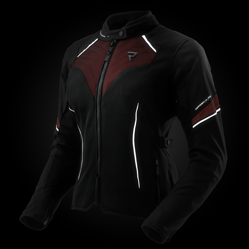 Blouson moto femme Rebelhorn Jax noir-rouge