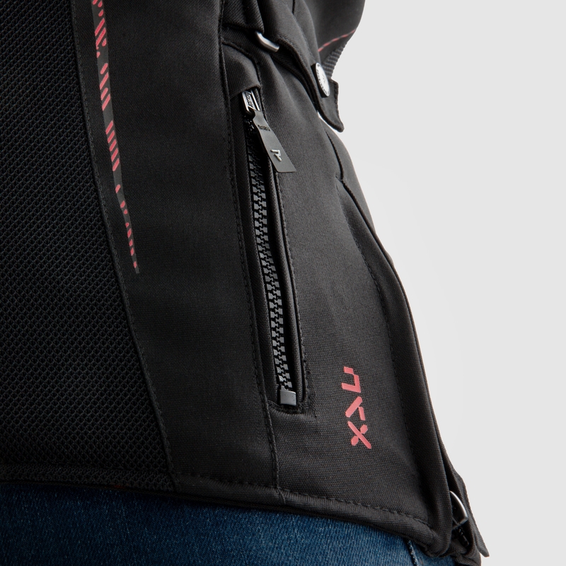 Blouson moto femme Rebelhorn Jax noir-rouge