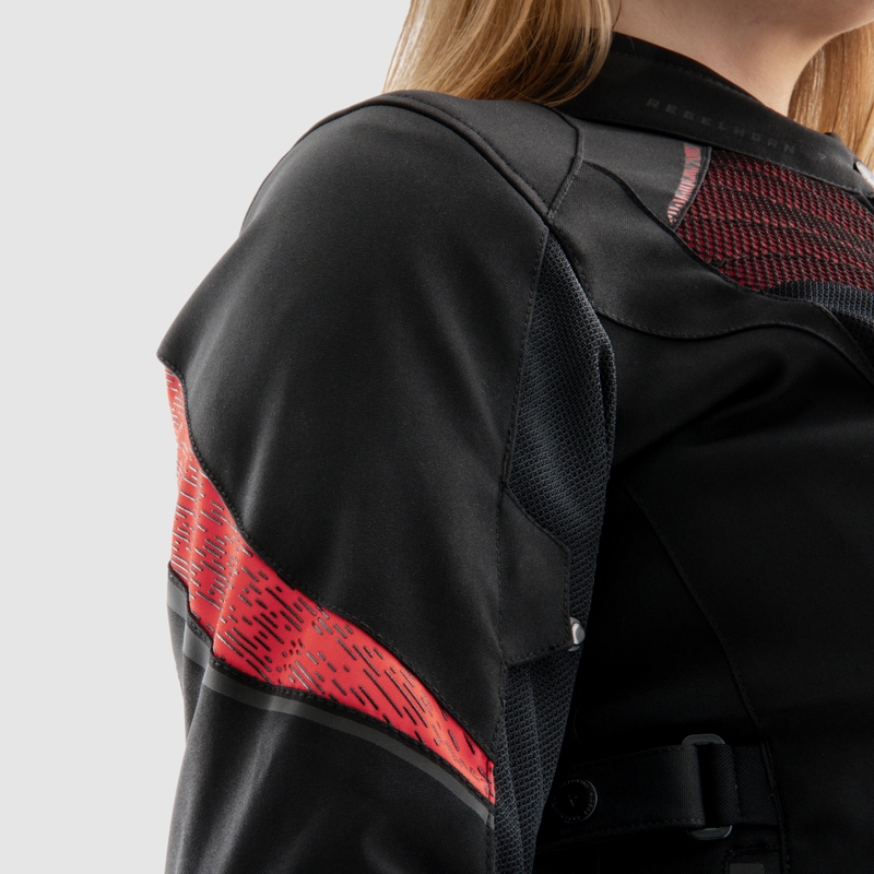 Blouson moto femme Rebelhorn Jax noir-rouge
