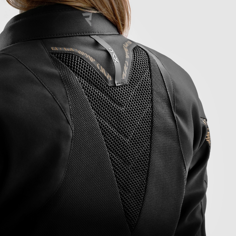 Blouson moto femme Rebelhorn Jax noir et or
