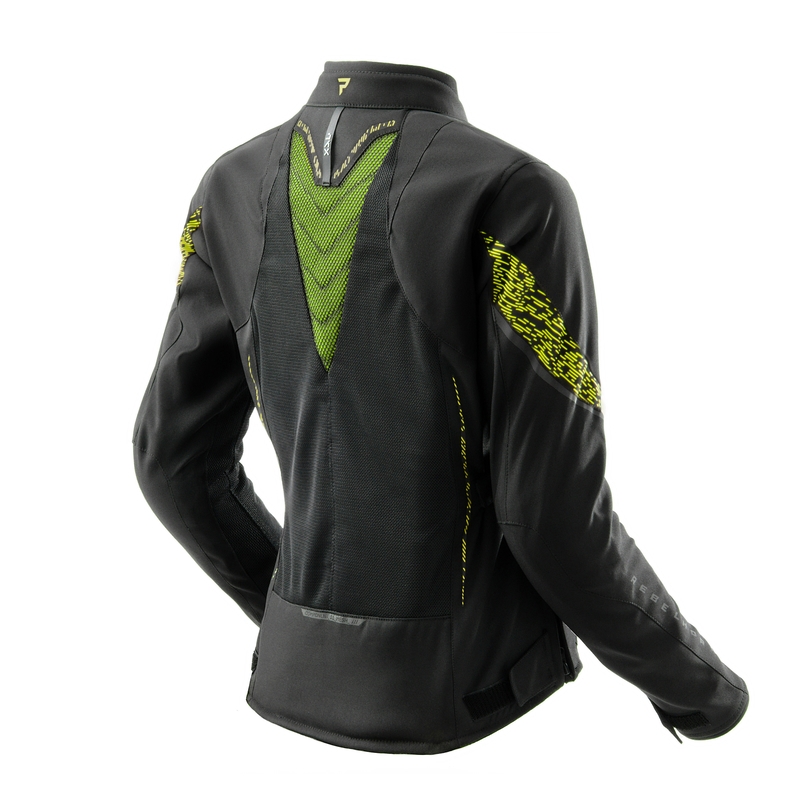 Blouson moto femme Rebelhorn Jax noir-jaune fluo