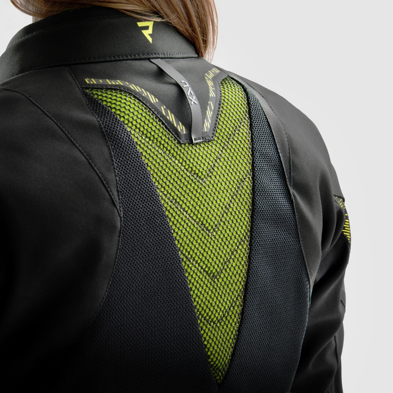 Blouson moto femme Rebelhorn Jax noir-jaune fluo