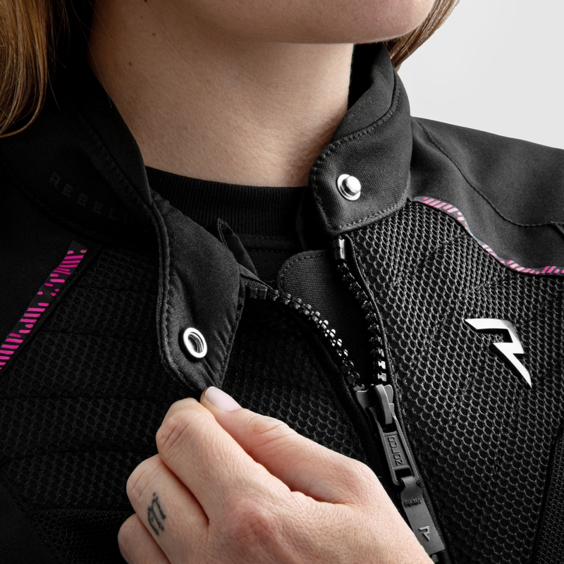 Blouson moto femme Rebelhorn Jax noir-rose