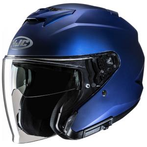 Casque moto ouvert HJC i31 Solid Semi Flat bleu métallisé