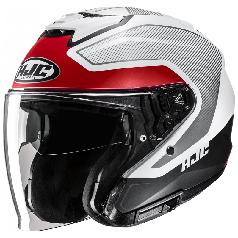 Casque moto ouvert HJC i31 Tevis MC1SF blanc-noir-rouge