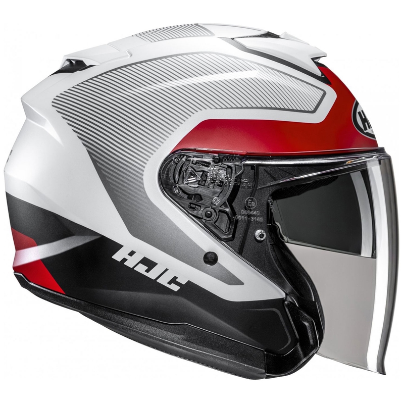 Casque moto ouvert HJC i31 Tevis MC1SF blanc-noir-rouge