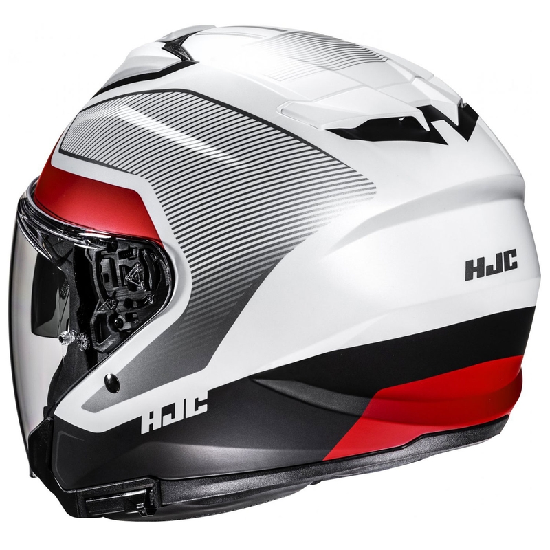 Casque moto ouvert HJC i31 Tevis MC1SF blanc-noir-rouge