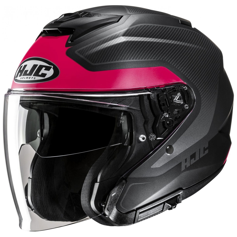 Casque moto ouvert HJC i31 Tevis MC8SF rouge-noir