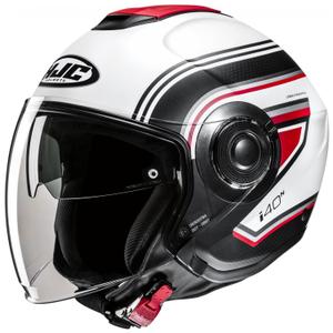 Casque moto ouvert HJC i40N Linia MC1SF rouge-noir-blanc