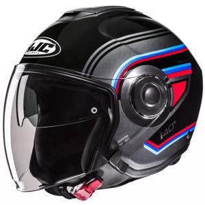 Casque moto ouvert HJC i40N Linia MC21 noir-gris-rouge