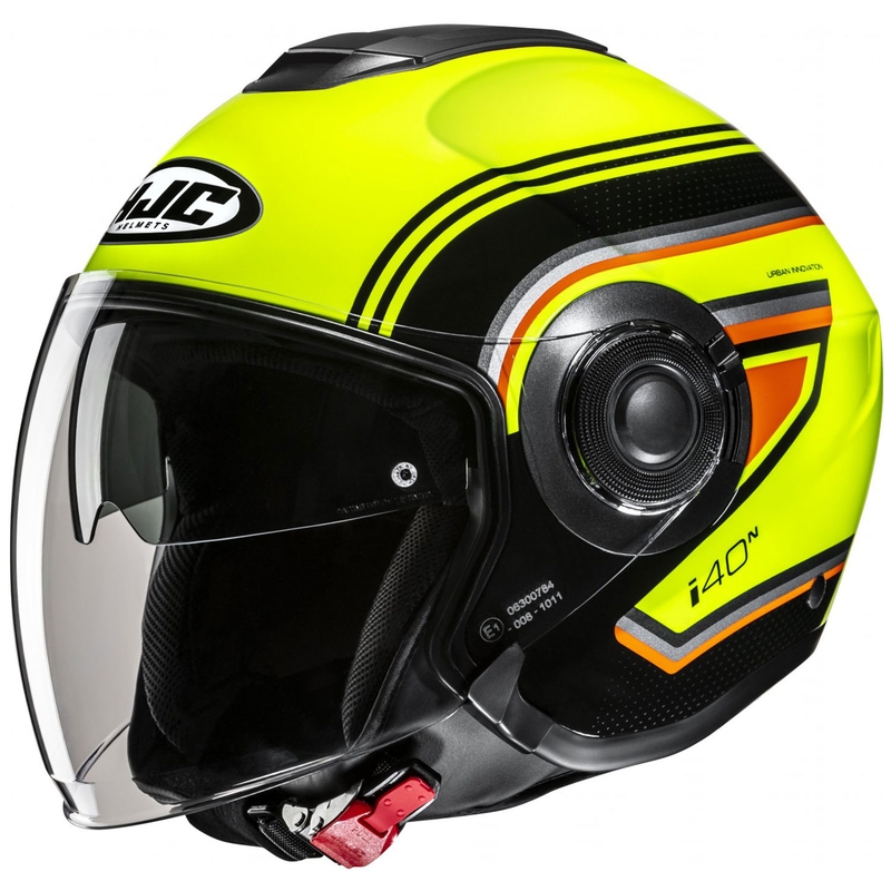 Casque moto ouvert HJC i40N Linia MC3H jaune fluo-noir