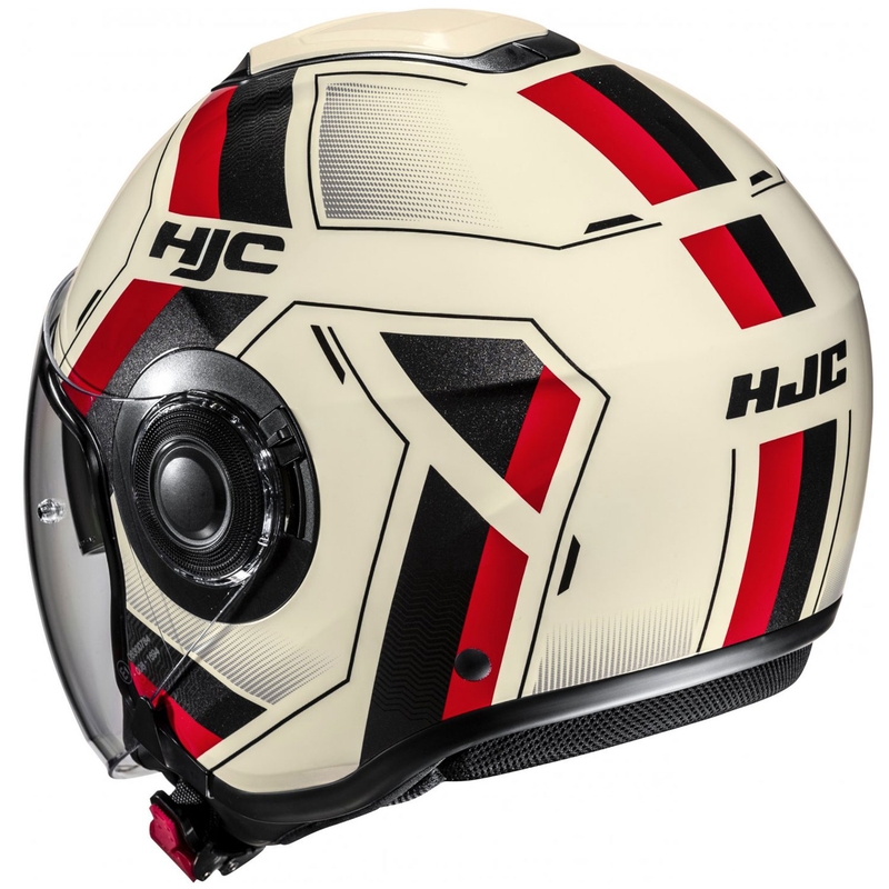 Casque moto ouvert HJC i40N Velu MC1 beige-noir-rouge