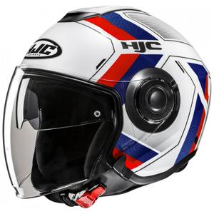 Casque moto ouvert HJC i40N Velu MC21 blanc-bleu-rouge