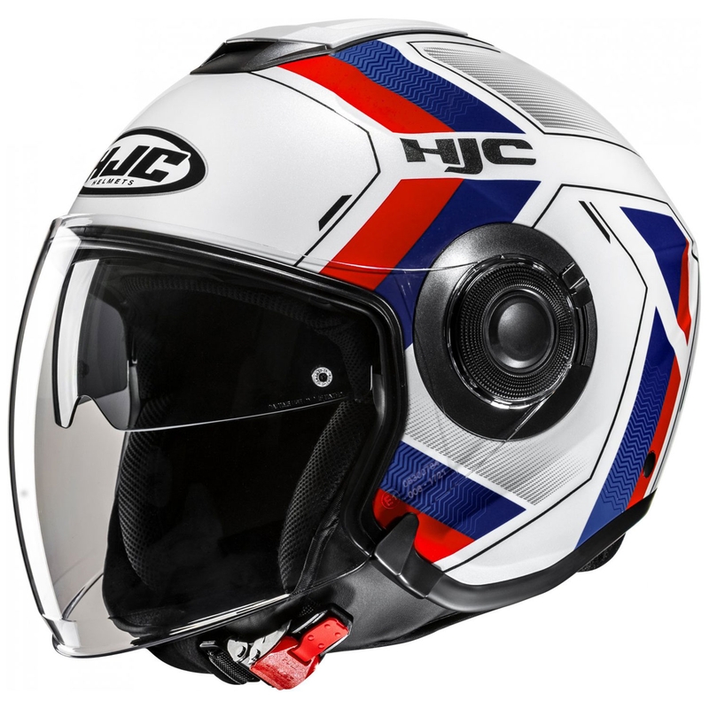 Casque moto ouvert HJC i40N Velu MC21 blanc-bleu-rouge