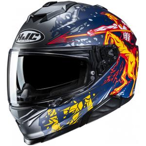 Casque moto intégral HJC i71 Taurus MC1SF bleu-gris-jaune