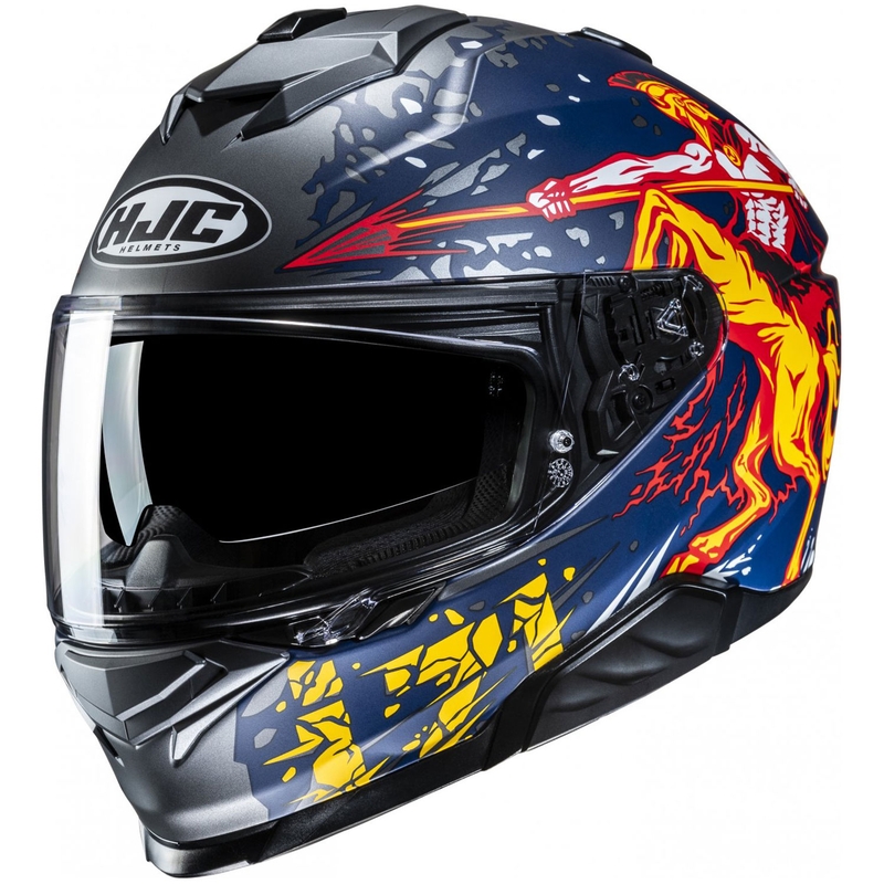 Casque moto intégral HJC i71 Taurus MC1SF bleu-gris-jaune