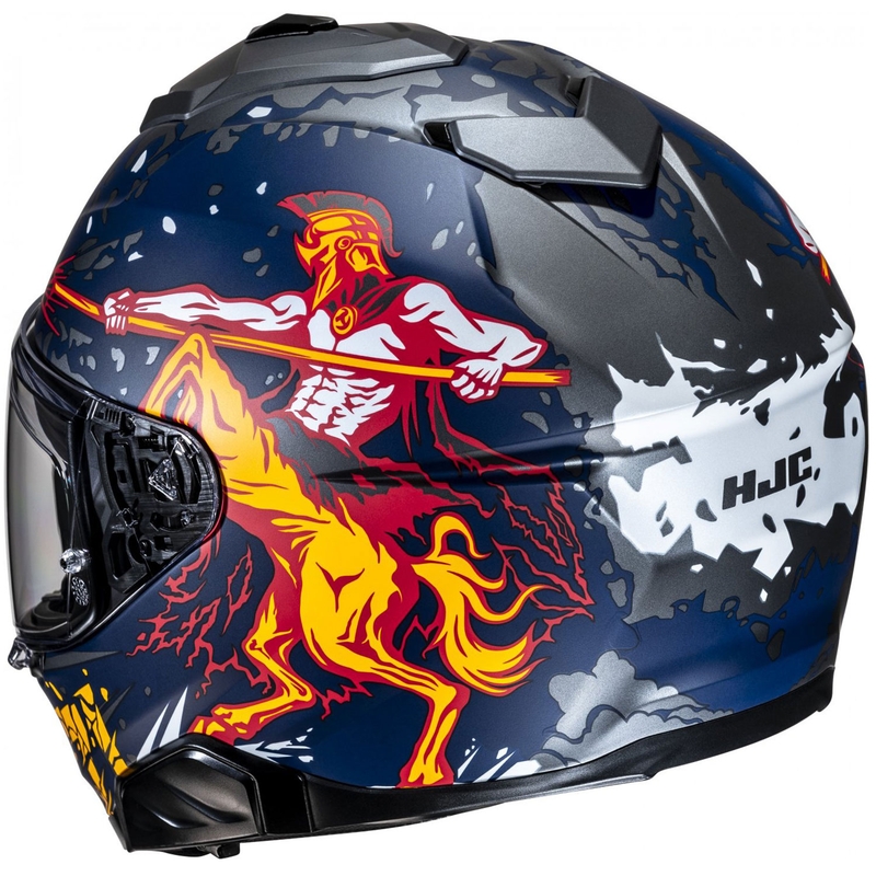 Casque moto intégral HJC i71 Taurus MC1SF bleu-gris-jaune
