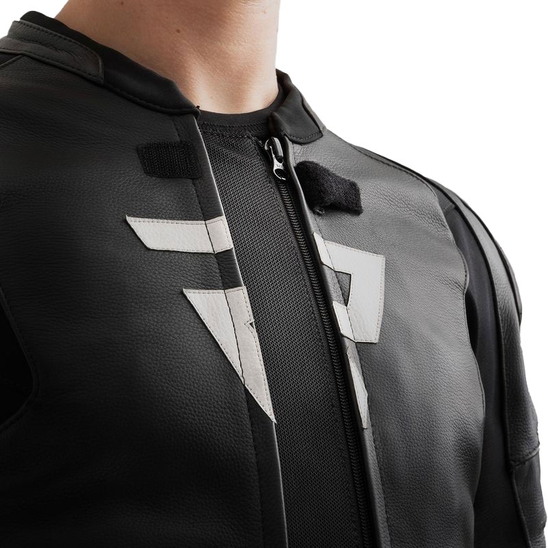 Blouson moto cuir Rebelhorn Veloce noir-gris-jaune fluo