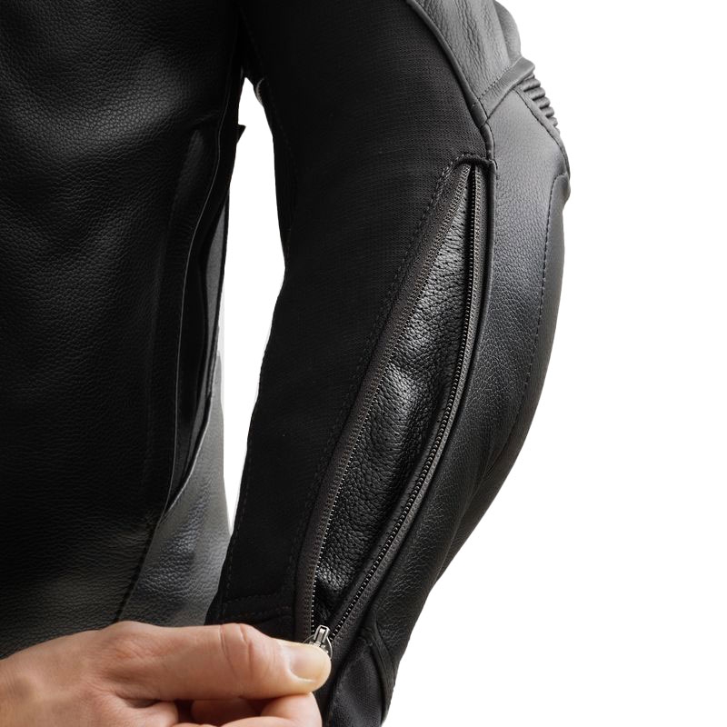 Blouson moto cuir Rebelhorn Veloce noir-gris-jaune fluo