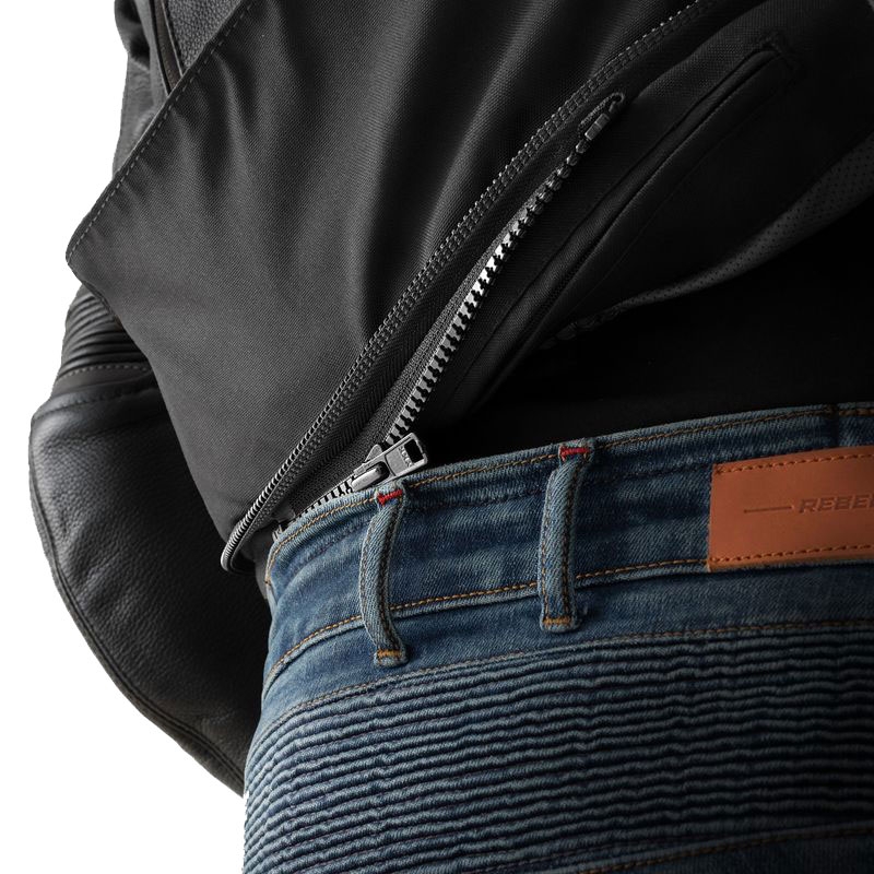 Blouson moto cuir Rebelhorn Veloce noir-gris-jaune fluo