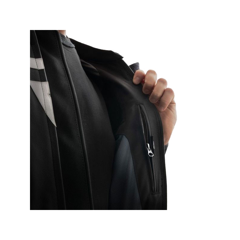 Blouson moto cuir Rebelhorn Veloce noir-gris-jaune fluo