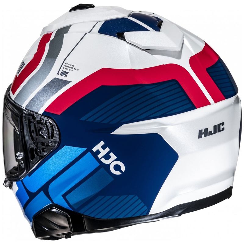 Casque de moto intégral HJC i71 Viz MC21 Blanc-Bleu-Rouge
