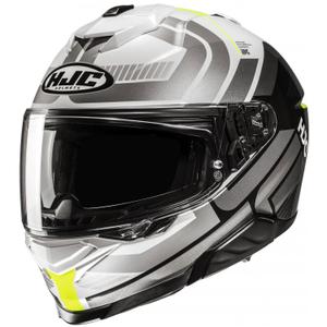 Casque de moto intégral HJC i71 Viz MC3H gris-blanc