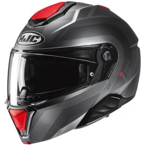 Casque moto modulable HJC i91 Arven MC1SF gris-noir-rouge