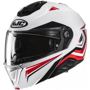 Casque moto modulable HJC i91 Tricus MC1 blanc-noir-rouge