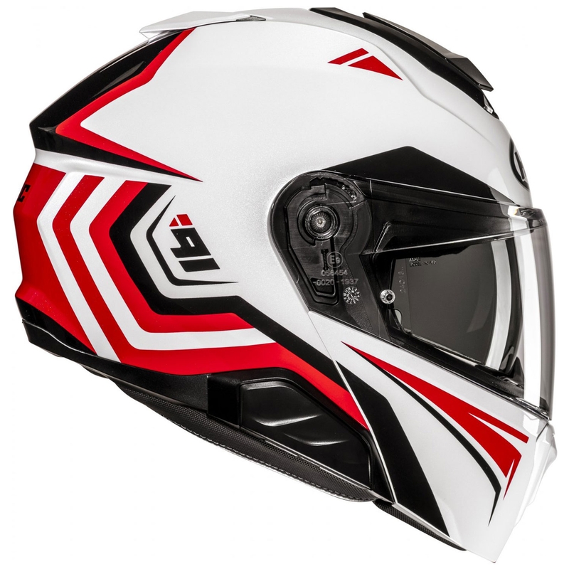 Casque moto modulable HJC i91 Tricus MC1 blanc-noir-rouge