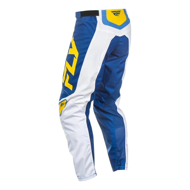 Pantalon moto cross FLY Racing F-16 blanc-bleu-jaune