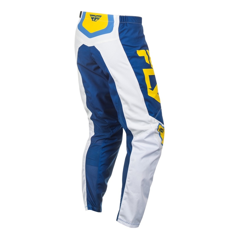 Pantalon moto cross FLY Racing F-16 blanc-bleu-jaune