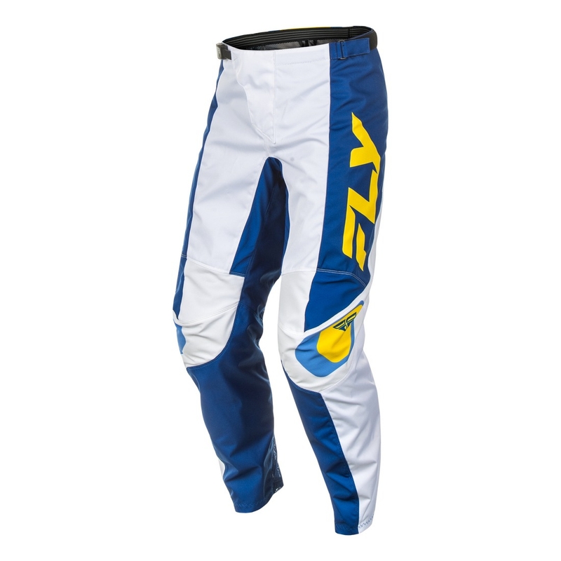Pantalon moto cross FLY Racing F-16 blanc-bleu-jaune