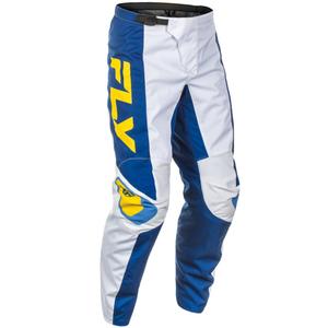 Pantalon moto cross FLY Racing F-16 blanc-bleu-jaune