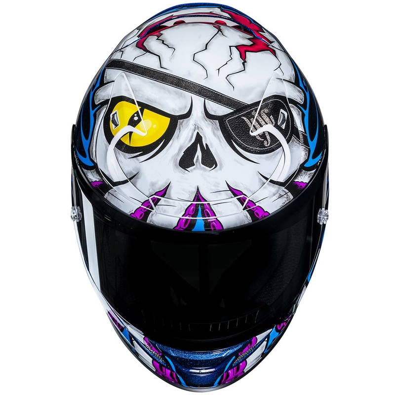 Casque moto intégral HJC RPHA 12 Kraken MC28 blanc-bleu-noir