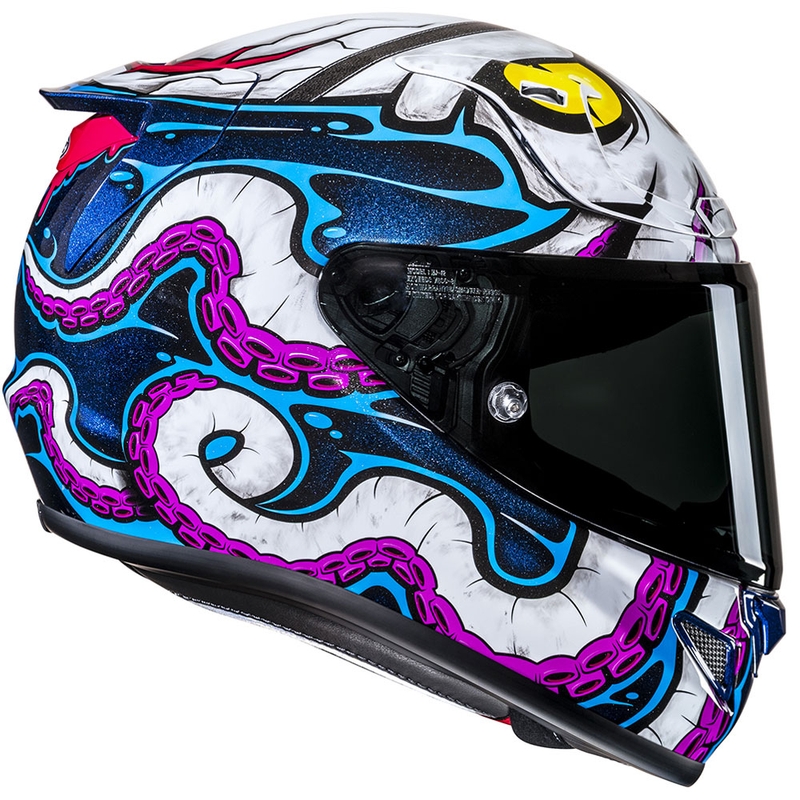 Casque moto intégral HJC RPHA 12 Kraken MC28 blanc-bleu-noir