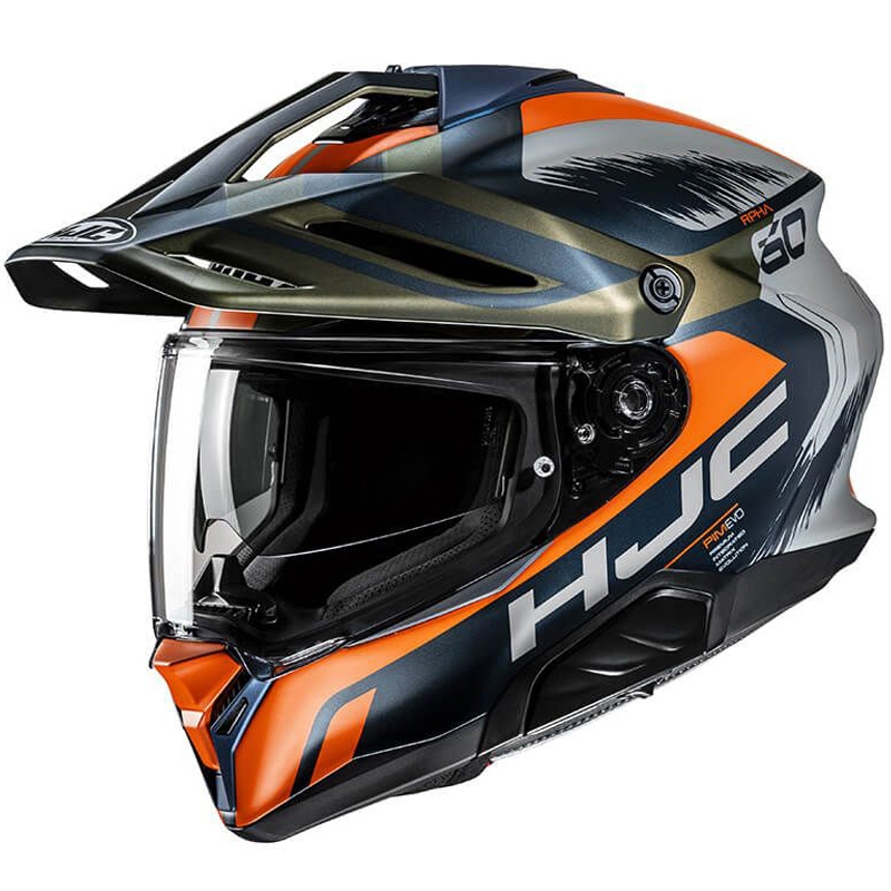 Casque moto enduro HJC RPHA 60 Quid MC47SF bleu-gris-orange