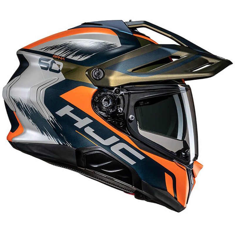 Casque moto enduro HJC RPHA 60 Quid MC47SF bleu-gris-orange