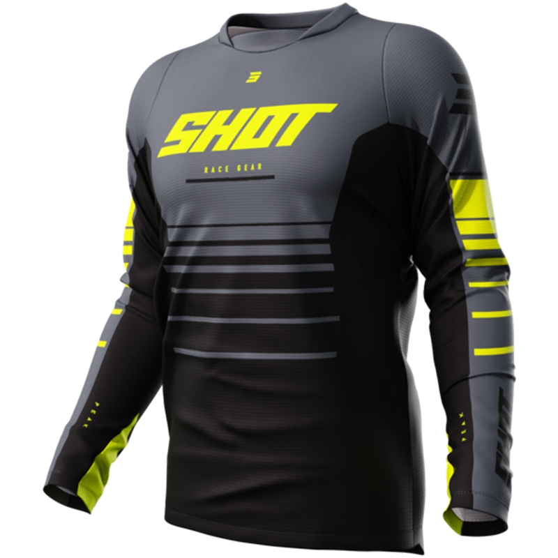 Maillot motocross Shot Devo Peak jaune fluo soldes