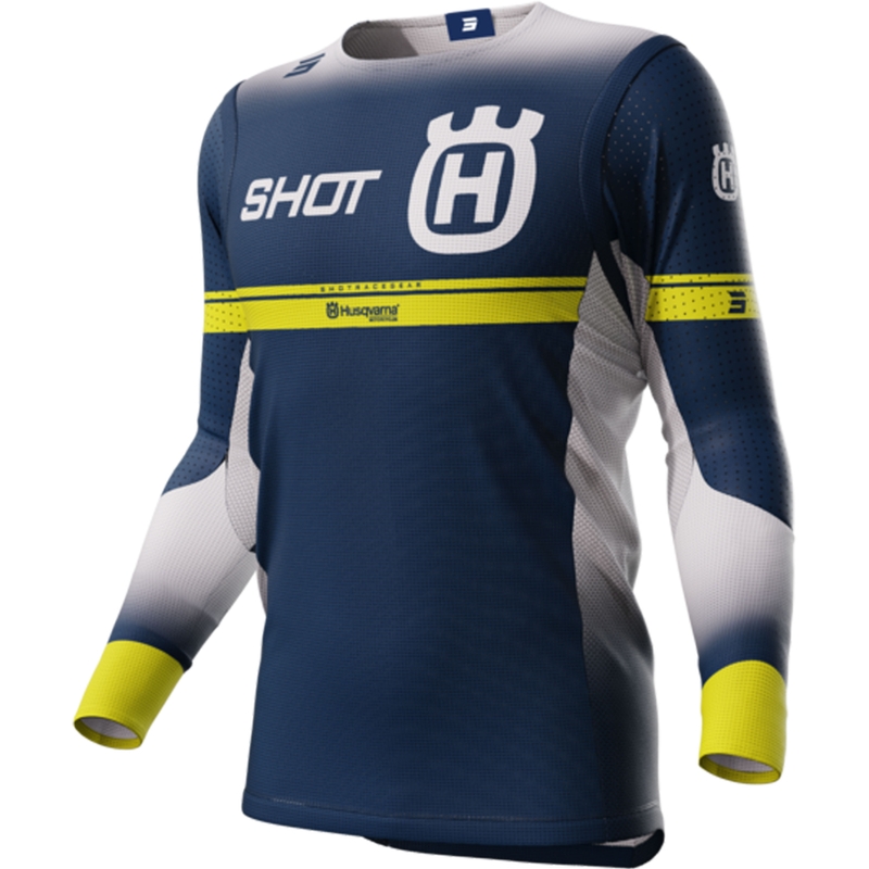 Maillot cross Shot Aerolite Husqvarna LE bleu vente soldes