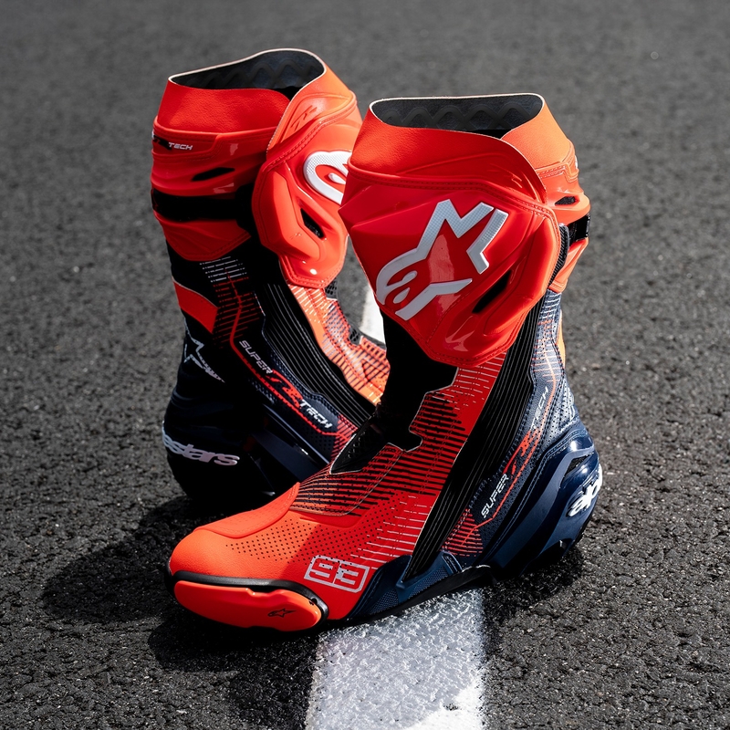 Bottes de moto Alpinestars Supertech R Vented Limited Edition MM93 Marc Marquez Fluo Rouge-Bleu-Noir