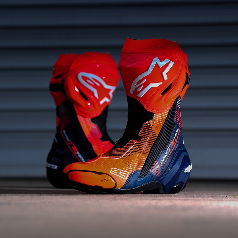 Bottes de moto Alpinestars Supertech R Vented Limited Edition MM93 Marc Marquez Fluo Rouge-Bleu-Noir