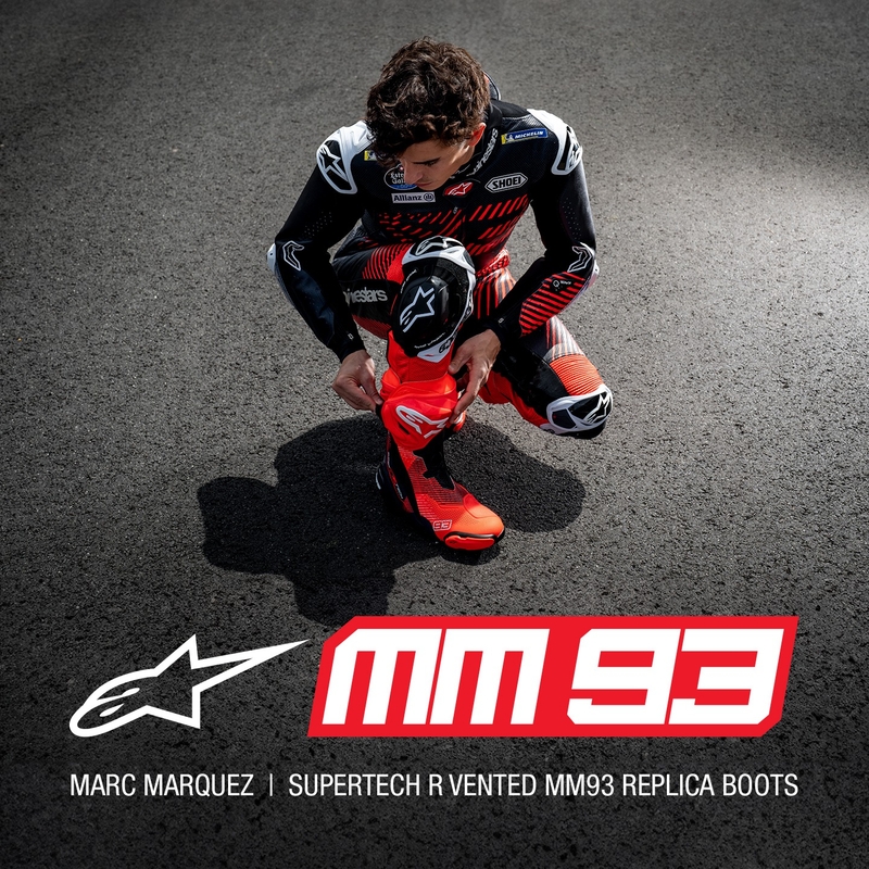 Bottes de moto Alpinestars Supertech R Vented Limited Edition MM93 Marc Marquez Fluo Rouge-Bleu-Noir