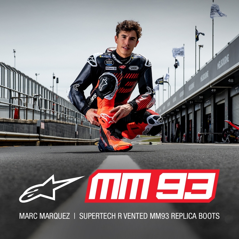 Bottes de moto Alpinestars Supertech R Vented Limited Edition MM93 Marc Marquez Fluo Rouge-Bleu-Noir