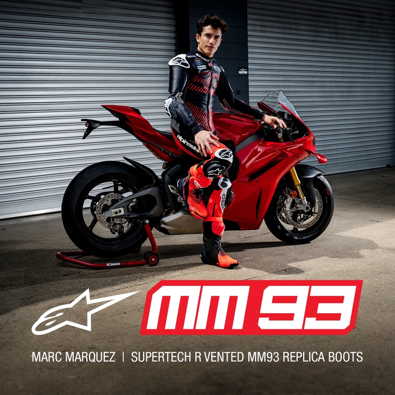 Bottes de moto Alpinestars Supertech R Vented Limited Edition MM93 Marc Marquez Fluo Rouge-Bleu-Noir