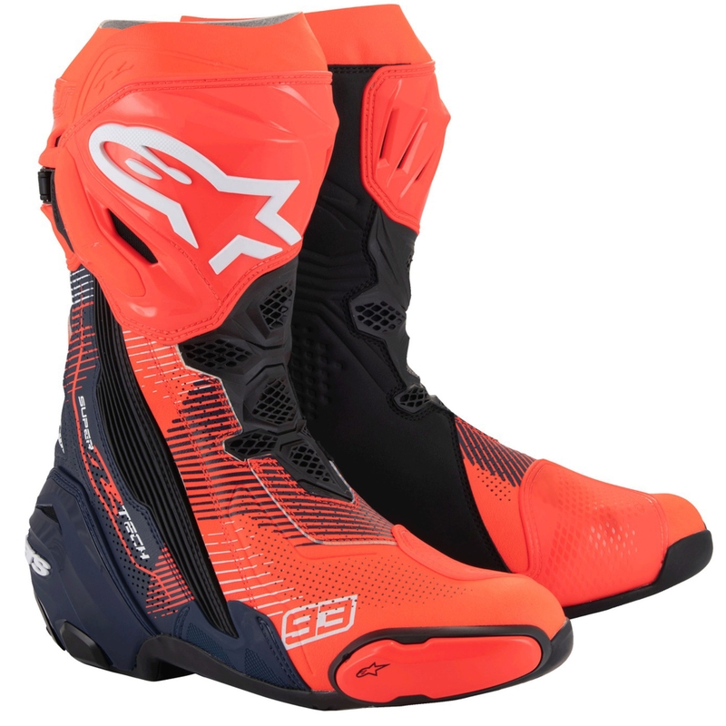 Bottes de moto Alpinestars Supertech R Vented Limited Edition MM93 Marc Marquez Fluo Rouge-Bleu-Noir