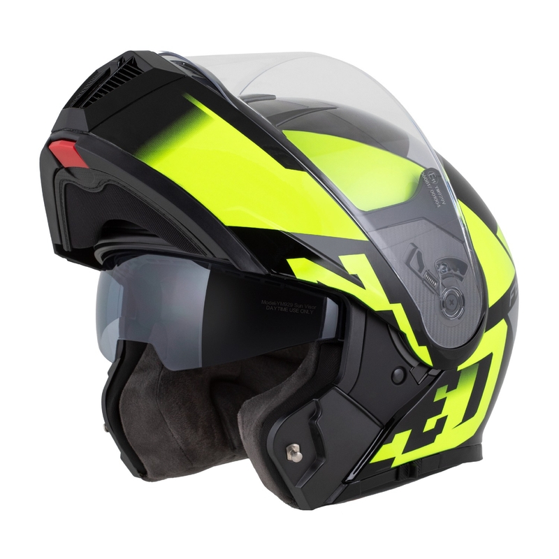 Casque moto modulable ZED F19 noir-jaune fluo