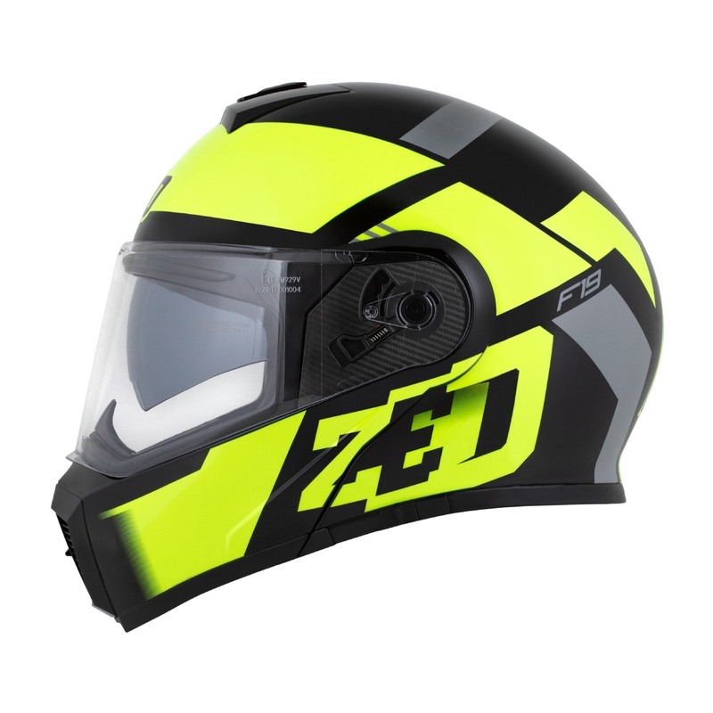 Casque moto modulable ZED F19 noir-jaune fluo