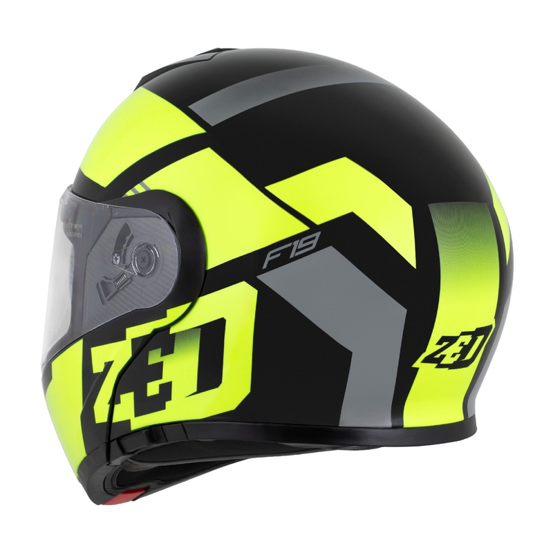 Casque moto modulable ZED F19 noir-jaune fluo