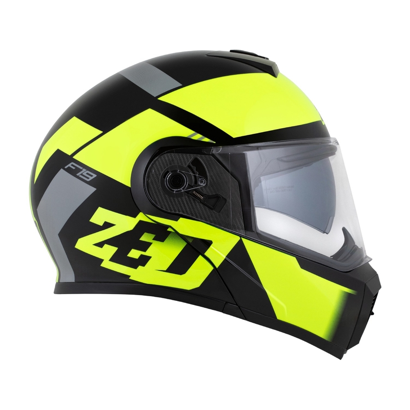 Casque moto modulable ZED F19 noir-jaune fluo